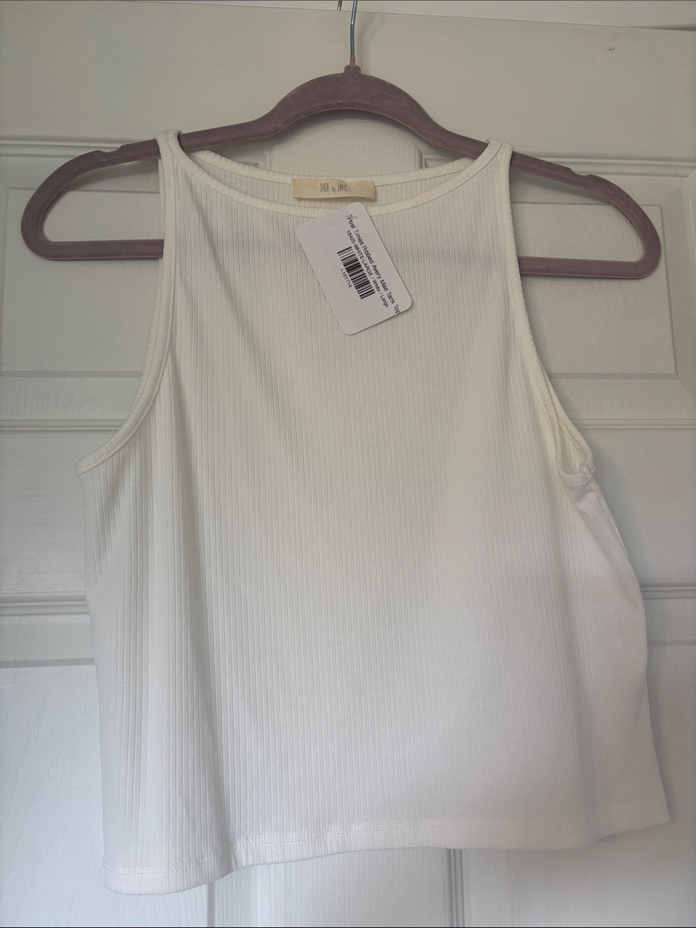 Women's Ribbed White Tank Top with High Neck